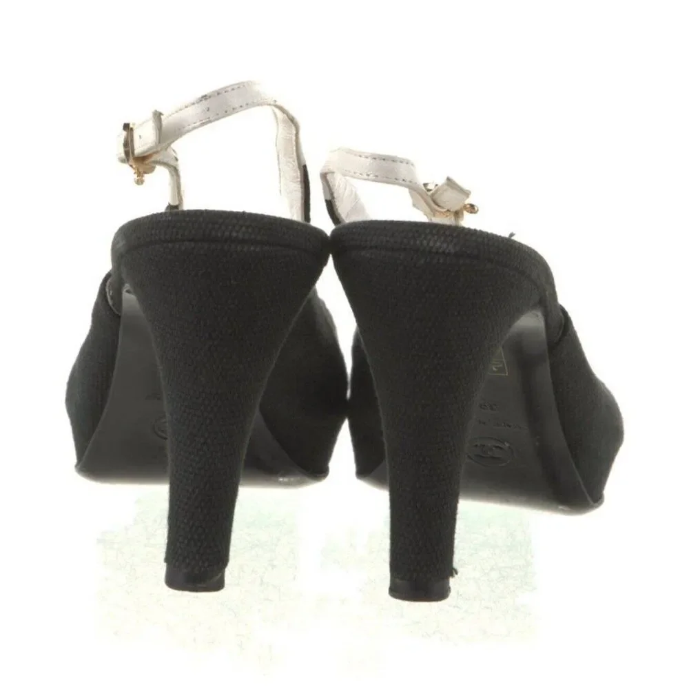 CHANEL Black and White Slingback Heels - Picture 4 of 8